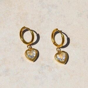 18k Gold Plated Heart Hoop Earrings